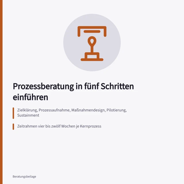 Fünf Schritte der Prozessberatung von Zielklärung bis Sustainment. Prozessberatung 5 Schritte zur Einführung