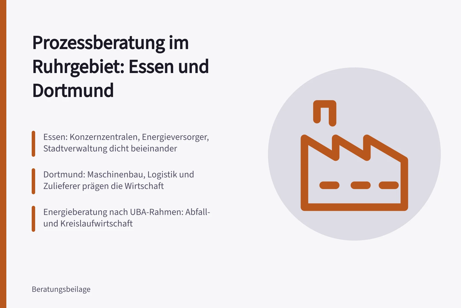 Karte zur Prozessberatung im Ruhrgebiet mit Essen, Dortmund und Energieberatung