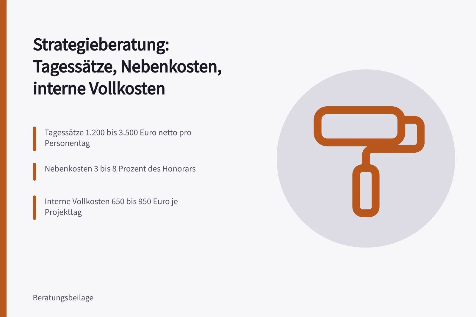 Karte vergleicht Kosten von Strategieberatung mit internen Projektkosten